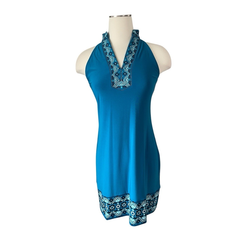 WHITE HOUSE BLACK MARKET Women's Dress V-Neck Stretch Blue Color.Size XS